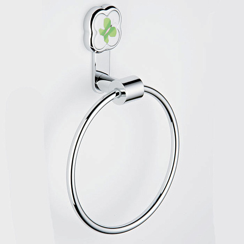 THG CAPUCINE VERT DECOR PLATINE Полотенцедержатель-кольцо, декор зеленый, цвет хром, A7E-A02-504N