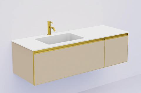 Armadi Art QUATRO 2 140см (100+40) тумба DAPHNE профиль MATT GOLD c подсветкой 790-M2-140-D-MG-LED