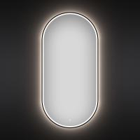 172201970, Овальное зеркало с фронтальной LED-подсветкой 45*90 см Wellsee 7 Rays' Spectrum (кнопка снизу), цвет контура черный матовый 172201970-172201980
