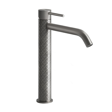 GESSI 316 Смеситель для раковины на 1 отверстие высокий, без донного клапана, h=305мм , излив 123мм, цвет: steel brushed, 54106#239