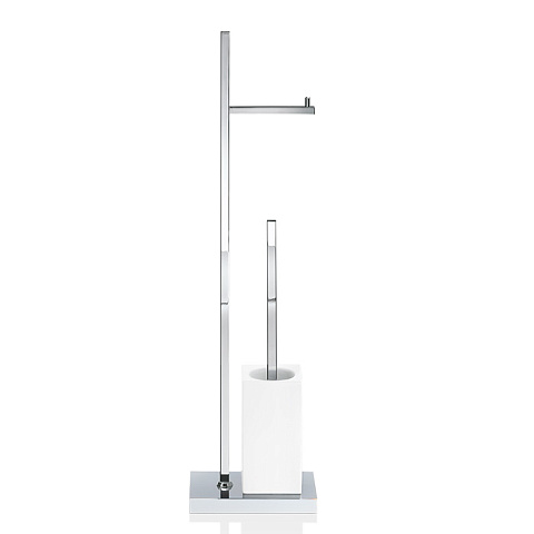 Decor Walther DW 6710 Напольная стойка с ершиком и бумагодержателем, фарфор, цвет: хром / белый, 0838500