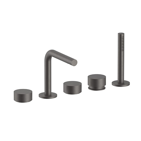 Fantini AF/21 Смеситель на борт ванны, 5 отв., с ручн душем, излив 155мм, цвет: Matt Gun Metal PVD, 27 P5 A265