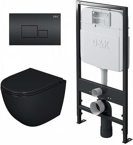 Унитаз подвесной с инсталляцией, сиденьем и клавишей смыва D&K Matrix DS1392502
