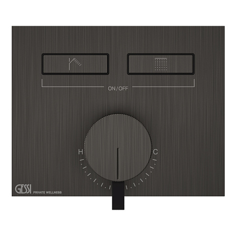 Gessi Hi-Fi Смеситель для душа, с включением до 2 источников одновременно (внешняя часть), цвет: Black Metal Brushed PVD, 63079#707