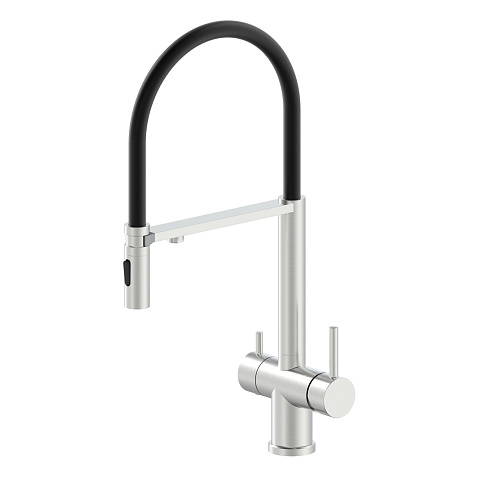 Кухонный смеситель с гибким изливом Oliveeka K OL-458009-BN, никель матовый