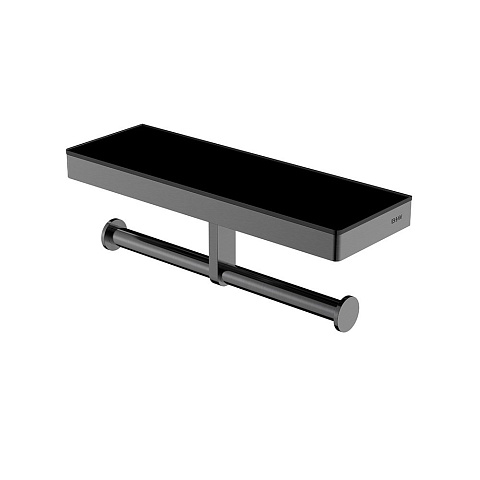 Полка и двойной держатель для туалетной бумаги Black&White GA-9622GM, оружейная сталь (300x100x106)