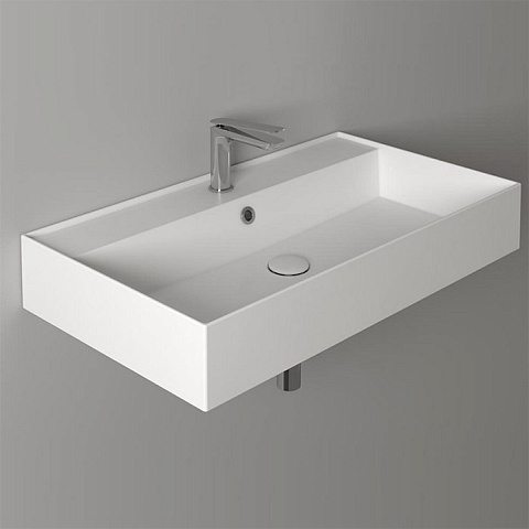 Раковина 81х46 см, 1 отв., подвесная, с переливом, цвет: белый Simas