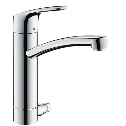 Hansgrohe HG Focus Смеситель для кухни, на 1 отв., поворотный излив 217мм, h204мм, 1jet, с запорным вентилем, цвет: хром, 31803000