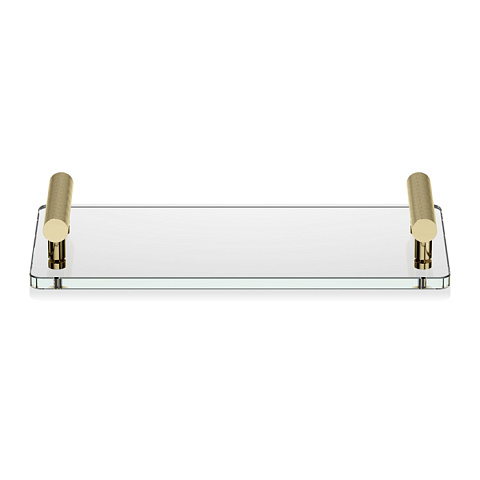 Decor Walther Club Tab Поднос с ручками, стеклянный, цвет: золото / прозрачное стекло, 0856122