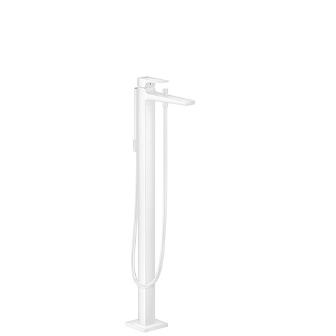 Hansgrohe HG Metropol Смеситель для ванны, на 1 отв, напольный, с ручным душем, излив 235мм, цвет: белый матовый (без встройки), 32532700
