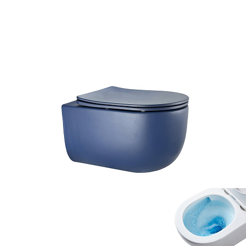 Подвесной унитаз Gid Tr2133TF-BUM, синий матовый