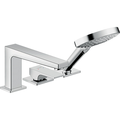 Hansgrohe HG Metropol Смеситель на край ванны, на 3 отв., излив 197мм, ручной душ 3jet, цвет: хром, 32551000
