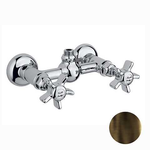 Nicolazzi Dames Anglaises Смеситель для душа на 2 отверстия, вывод сверху 1/2" (без шланга и лейки), цвет: тёмная бронза, 1425DB18