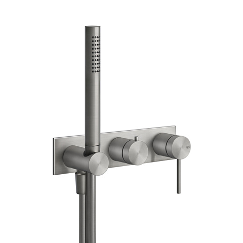GESSI 316 Встраиваемый смеситель для ванны, автомат переключатель ванна-душ, держатель неподвижный (внешняя часть), цвет: steel brushed, 54038#239