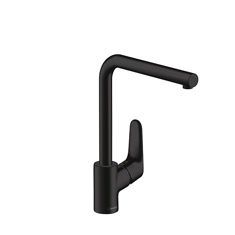 Hansgrohe HG Focus Смеситель для кухни, на 1 отв., поворотный излив 222мм, h217мм, 1jet, цвет: черный матовый, 31817670