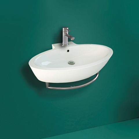 Simas Lft Spazio раковина подвесная/накладная 73x45,5см, с 1 отверстием выбитым вручную, цвет белый, LFT34bi*1