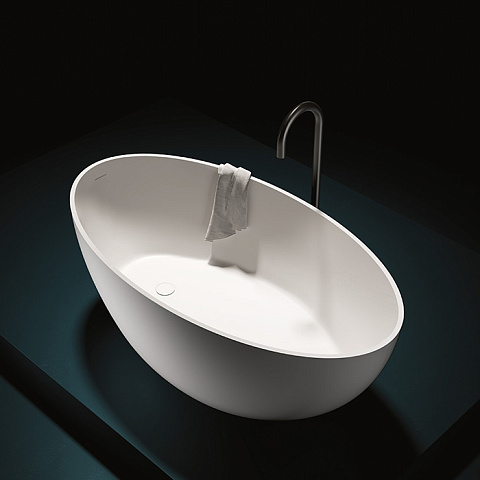 GRUPPO TREESSE Bali Ванна отдельностоящая 160x85x62h мм., с сливом-переливом и сифоном, SOLID SURFACE, цвет белый матовый, V026BO