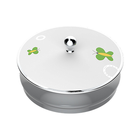 THG CAPUCINE VERT DECOR PLATINE Китайская лакированная коробка с белой керамической крышкой Ø180 мм., big size, декор платина/зеленый, цвет платина, A7E-A02-4623