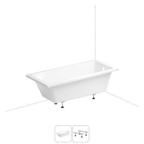 Акционный набор 2 в 1 Wellsee FreeDom акриловая ванна встраиваемая 150x80 c ножками 202010521