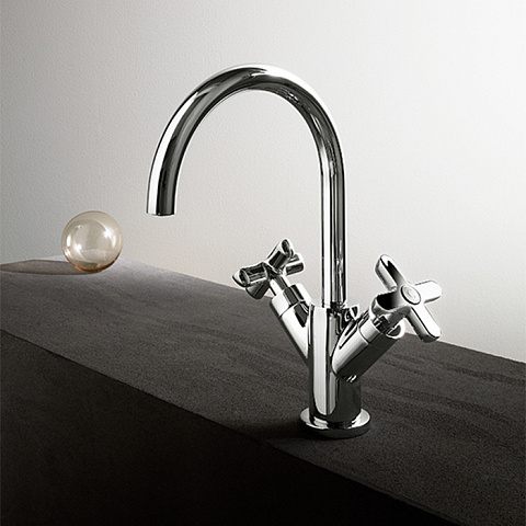 Fantini Icona Classic Смеситель для раковины, 1 отв., с нажимн. донным клапаном, излив 160мм, цвет: хром, 53 02 R056F
