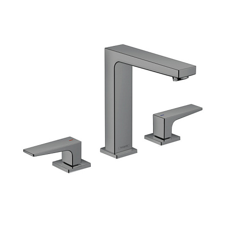 Hansgrohe HG Metropol Смеситель для раковины 160, на 3 отв, с донным клапаном, излив 152мм, цвет: шлифованный черный хром, 32515340
