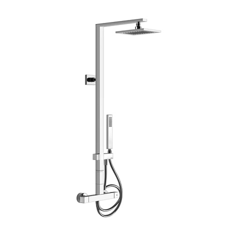 Gessi Rettangolo Термостатический смеситель с верхним душем, авт.переключателем ванна/душ, лейкой и шлангом 1,5м, высота 1060мм, цвет: хром, 23447#031
