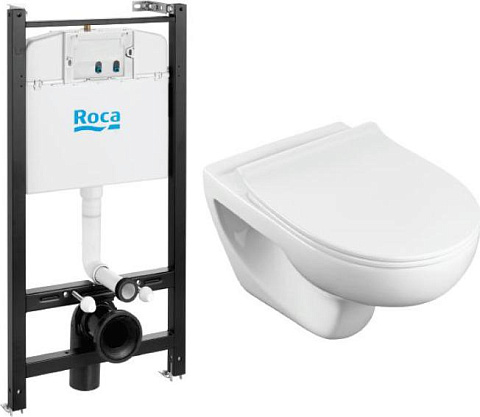 Комплект инсталляция с унитазом Roca Victoria Pack 893105010 Rimless с сиденьем микролифт