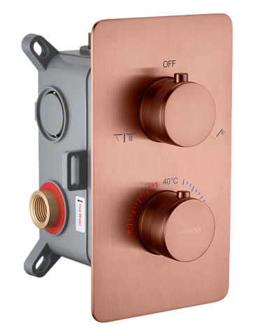 Смеситель встроенный с термостатом 2-х проходной Boheme CELL COPPER BRUSHED 134-2-CB