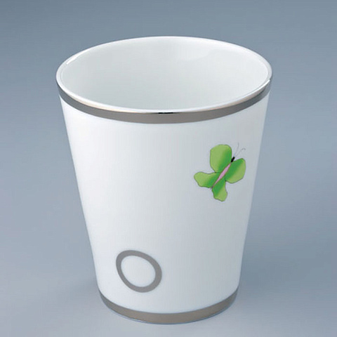 THG CAPUCINE VERT DECOR PLATINE Чашка керамическая, настольная, декор платина/зеленый, цвет белый, A7E-A02-4608