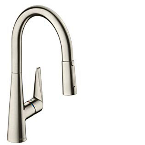 Hansgrohe HG Talis M51 Смеситель для кухни на 1 отв, поворотный излив 213мм с вытяжным душем, 2jet, h185мм, цвет: под сталь, 73851800