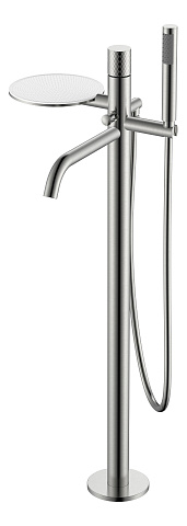 Смеситель Boheme STICK напольный Nickel Brush c ручкой DIMOND 129-NB
