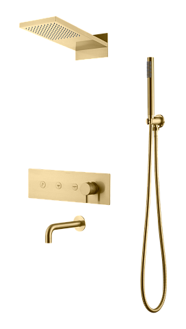 Встроенная душевая система Boheme FUSION, трехпозиционная Matt Gold с изливом 130-2-MG