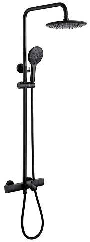 Душевая стойка ABBER Thermostat AF8516BL с термостатом и изливом, черный матовый