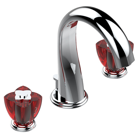 THG PETALE DE CRISTAL ROUGE Смеситель для раковины на 3 отверстия, с донным клапаном, цвет хром, U6C-A02-151