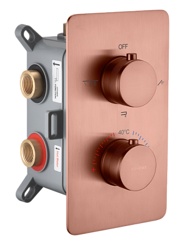 Смеситель встроенный с термостатом 3-х проходной Boheme CELL COPPER BRUSHED 134-3-CB