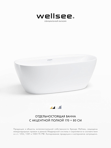Акционный набор 2 в 1 Wellsee Pro Line акриловая ванна отдельностоящая 170x80 с сифоном 28750101R