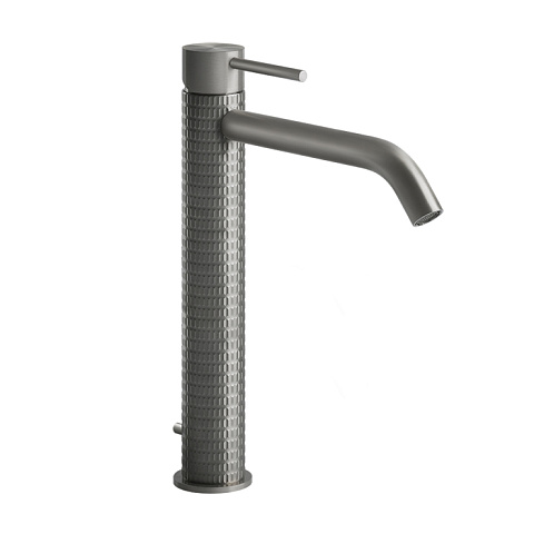 GESSI 316 Смеситель для раковины на 1 отверстие, высокий h=305мм, с донным клапаном, излив 156мм, цвет: steel brushed, 54203#239