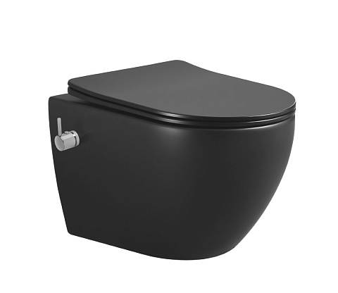 Boheme Nero подвесной унитаз с биде черный матовый с крышкой 961-SET-2-B