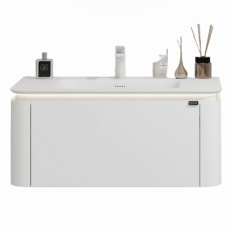 Тумба с раковиной Black&White U925.900 Unihopper, Corian раковина-столешница / LED light (900x520x400)