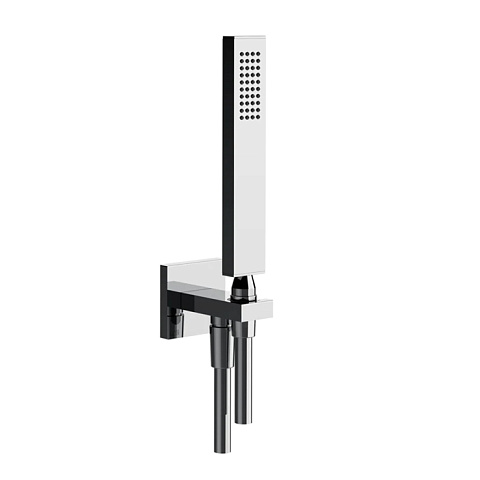 Gessi Rettangolo Душевой комплект: вывод на 1/2”, держатель, шланг 1,5м и душевая лейка, цвет: хром, 20123#031
