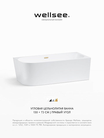 Акционный набор 2 в 1 Wellsee Excellence Pro акриловая ванна пристенная 150x73 с сифоном 28761004R