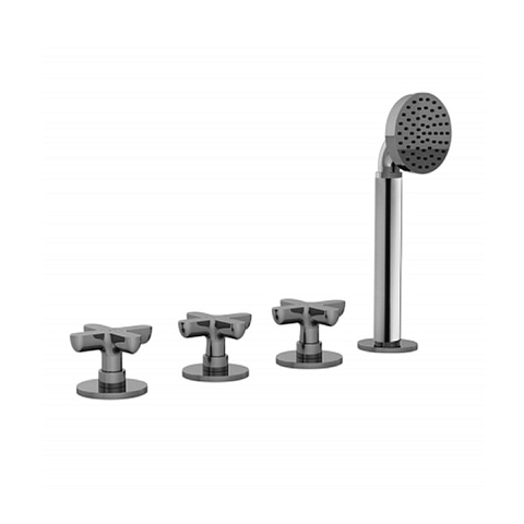 Fantini Icona Classic Смеситель на борт ванны, 4 отв., без излива, с ручн.душем, цвет: хром, 53 02 R067