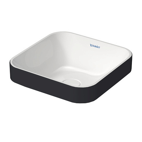 Duravit Happy D.2 Plus Раковина квадратная 400мм, без перелива,с выпуском с керамической крышкой цвет Anthracite matt/белый, 2359406100