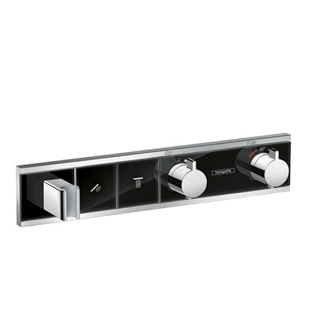 Hansgrohe HG RainSelect Встраиваемый термостат для душа на 2 источника, с держ. душа (внешняя часть), цвет: черный/хром, 15355600