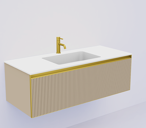 Armadi Art QUATRO 1 120CM тумба рифл DAPHNE профиль MATT GOLD + внутр. подсв. 790-M1-120-RIB-D-MG-LED