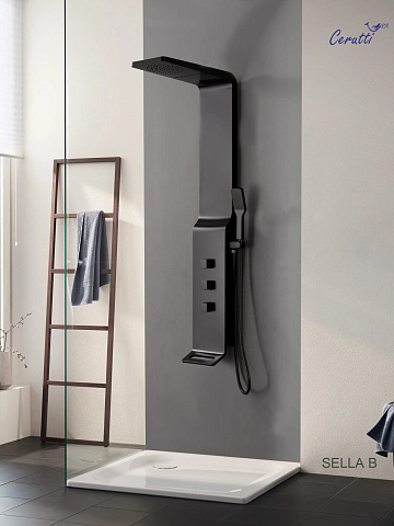 Душевая панель Ceruttispa СЕЛЛА (SELLA) B CT8989 из нержавеющей стали, цвет черный