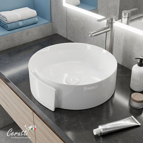 Раковина накладная Ceruttispa, CR0066 (440х460х150) белая, с завитком