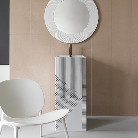Laufen Kartell Свободност раковина 375х435х900мм без перелива, с 1 отв. под смеситель, цвет: с черными линиями, 8.1133.1.D02.111.1