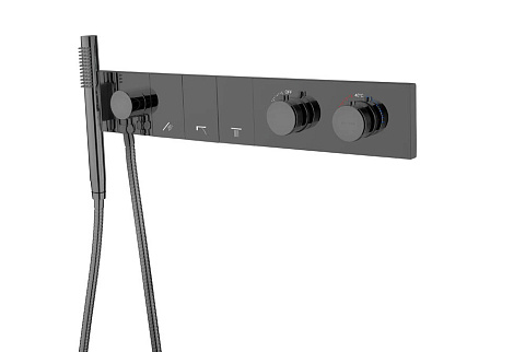 Смеситель Boheme ZODIAC THERMO с ручным душем SHINE GUN METAL 133-SYS-SGM