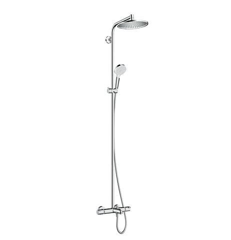 Hansgrohe HG Crometta Showerpipe S 240: термостат для ванны, стойка с верхним душем 240мм, ручной душ со шлангом 160мм, цвет хром, 27320000